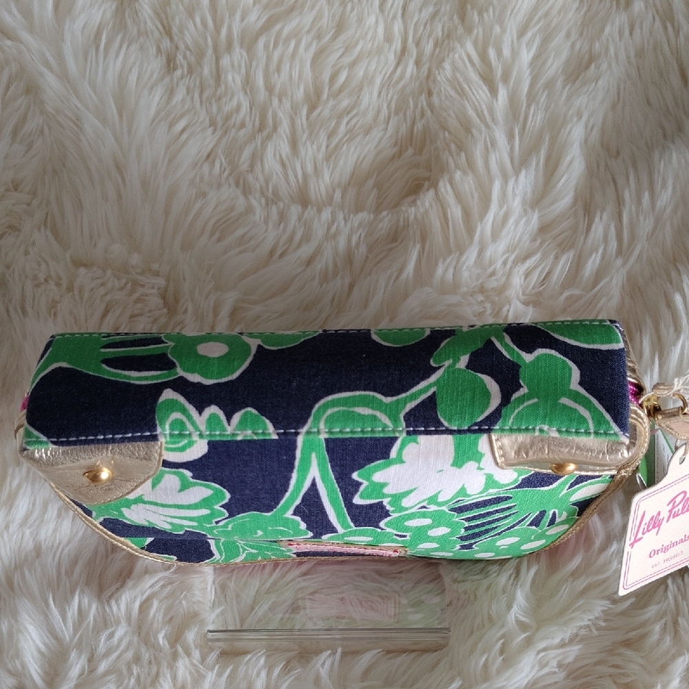 Lilly Pulitzer Navy and Green Floral Pouch - Picture 8 of 13